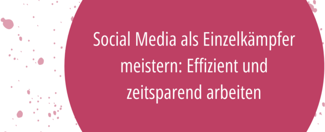 Social Media effizient und effektiv als Einzelkämpfer meistern